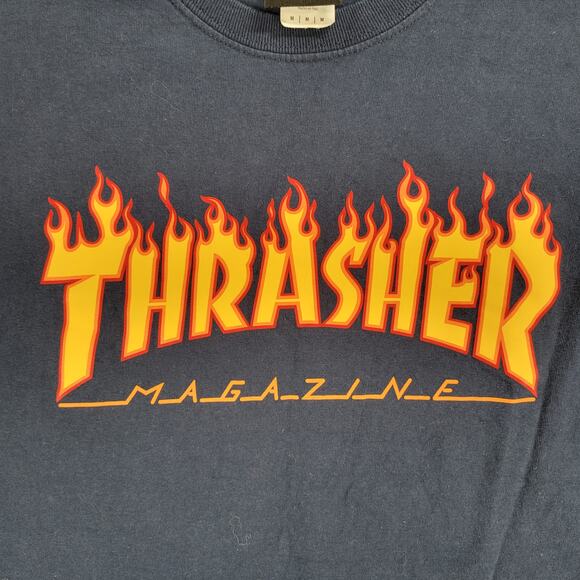 VTG Thrasher Magazine Burn it Down T-shirt M Blue Flame Logo Skateboard Graphic - Picture 4 of 13
